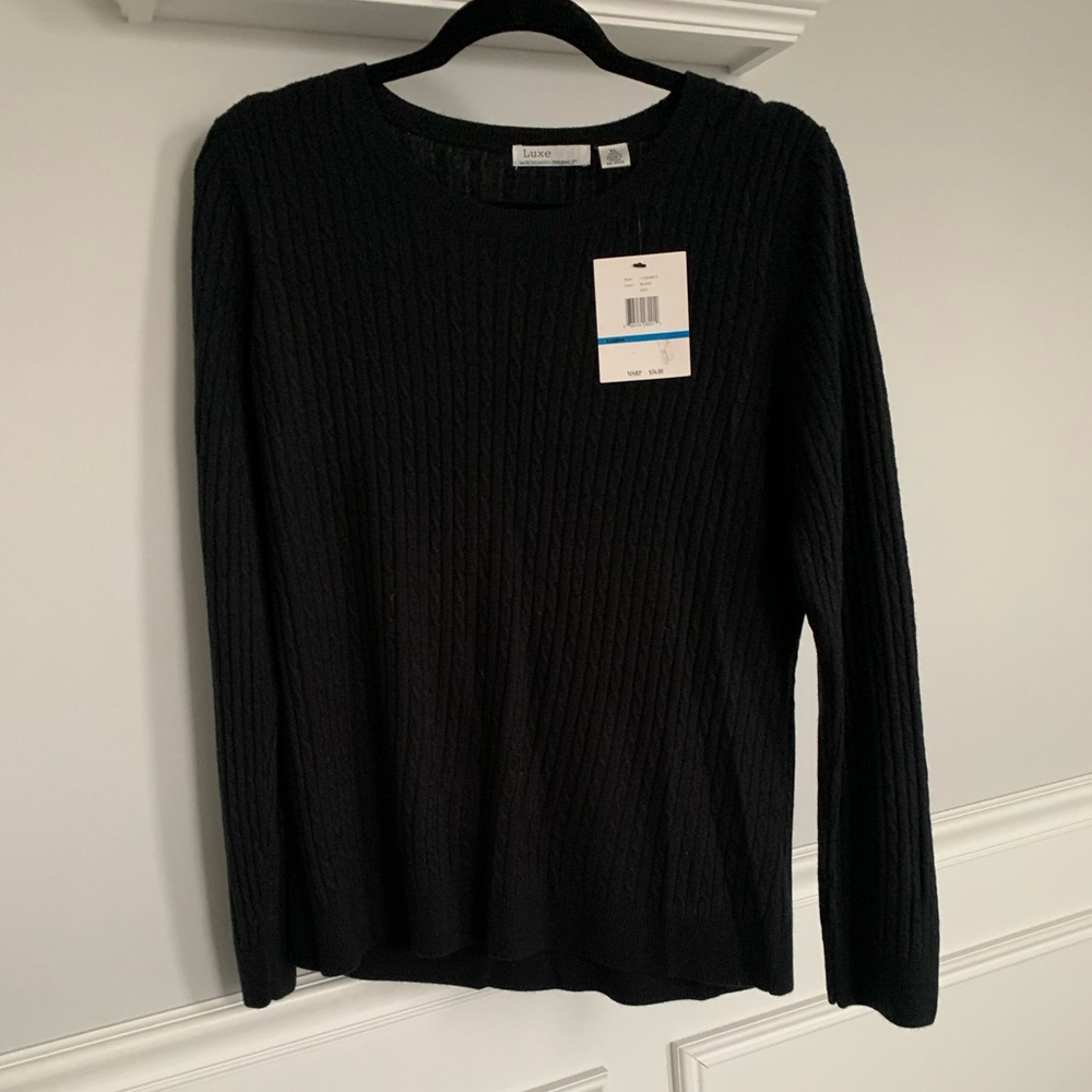 NWT- Womens Black Cable Knit Sweater- size XL - Picture 2 of 7